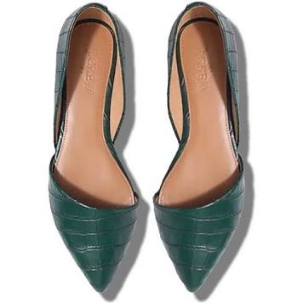 JCREW Green Crocodile Flats